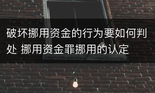 破坏挪用资金的行为要如何判处 挪用资金罪挪用的认定