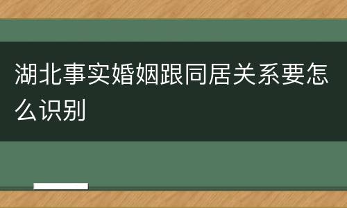 湖北事实婚姻跟同居关系要怎么识别