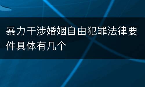 暴力干涉婚姻自由犯罪法律要件具体有几个