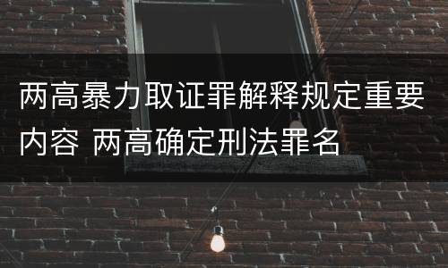 两高暴力取证罪解释规定重要内容 两高确定刑法罪名