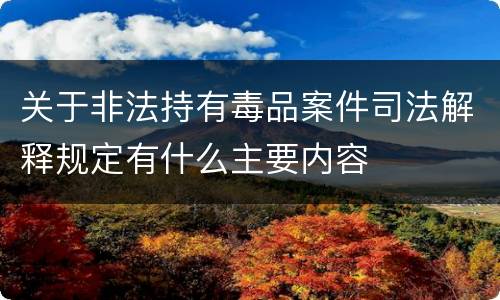 关于非法持有毒品案件司法解释规定有什么主要内容