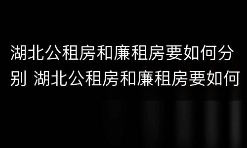 湖北公租房和廉租房要如何分别 湖北公租房和廉租房要如何分别使用