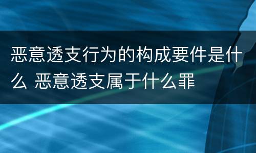 恶意透支行为的构成要件是什么 恶意透支属于什么罪