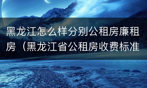 黑龙江怎么样分别公租房廉租房（黑龙江省公租房收费标准）