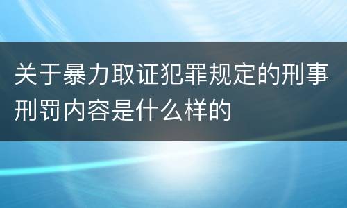 关于暴力取证犯罪规定的刑事刑罚内容是什么样的