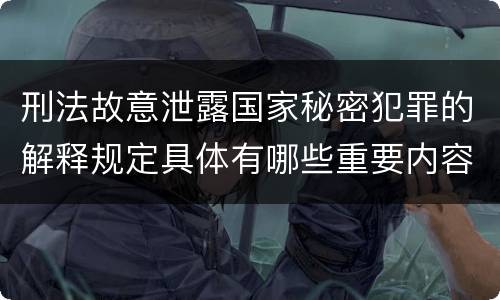 刑法故意泄露国家秘密犯罪的解释规定具体有哪些重要内容