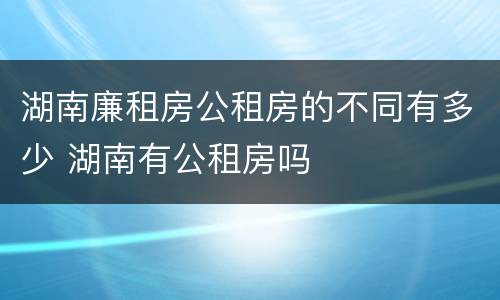 湖南廉租房公租房的不同有多少 湖南有公租房吗