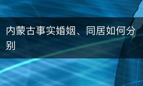 内蒙古事实婚姻、同居如何分别