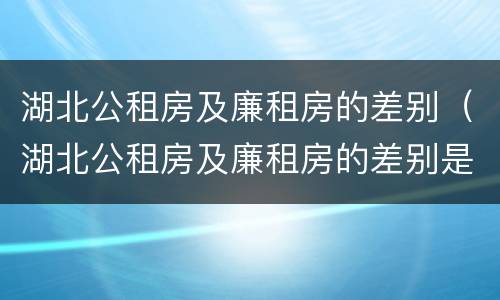 湖北公租房及廉租房的差别（湖北公租房及廉租房的差别是什么）