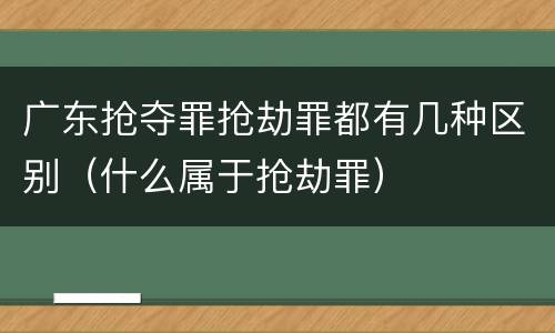 广东抢夺罪抢劫罪都有几种区别（什么属于抢劫罪）