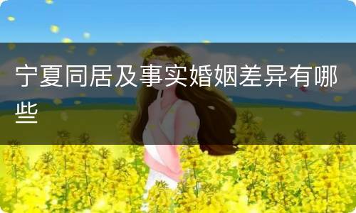 宁夏同居及事实婚姻差异有哪些