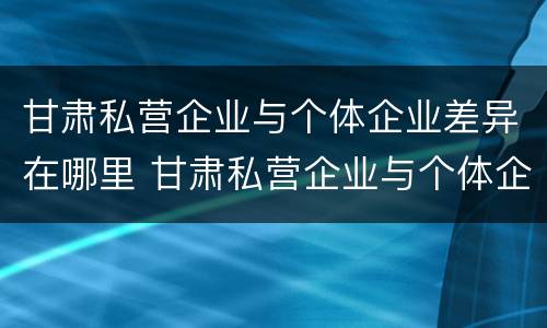 甘肃私营企业与个体企业差异在哪里 甘肃私营企业与个体企业差异在哪里查