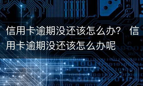 信用卡逾期没还该怎么办？ 信用卡逾期没还该怎么办呢