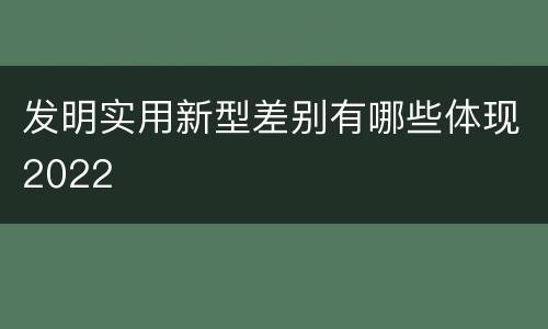 发明实用新型差别有哪些体现2022