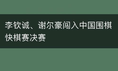 李钦诚、谢尔豪闯入中国围棋快棋赛决赛