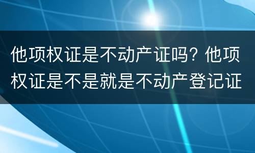 他项权证是不动产证吗? 他项权证是不是就是不动产登记证明