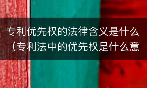 专利优先权的法律含义是什么（专利法中的优先权是什么意思）