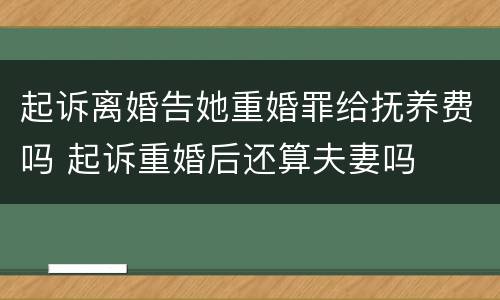 起诉离婚告她重婚罪给抚养费吗 起诉重婚后还算夫妻吗