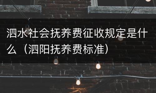 泗水社会抚养费征收规定是什么（泗阳抚养费标准）