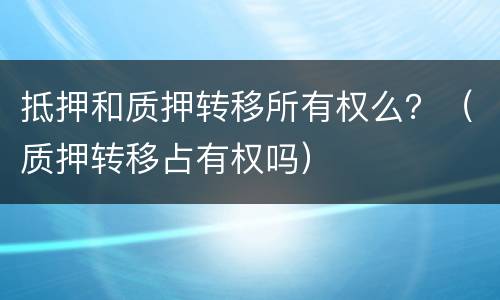 抵押和质押转移所有权么？（质押转移占有权吗）