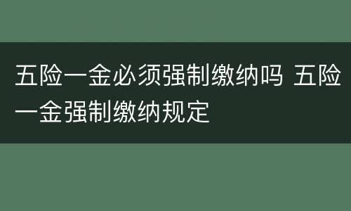 五险一金必须强制缴纳吗 五险一金强制缴纳规定