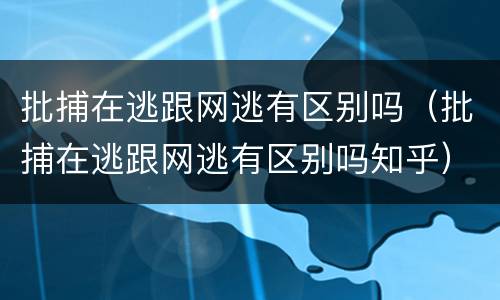 批捕在逃跟网逃有区别吗（批捕在逃跟网逃有区别吗知乎）