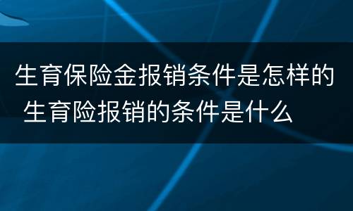 生育保险金报销条件是怎样的 生育险报销的条件是什么