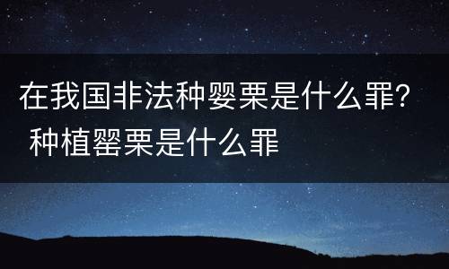 在我国非法种婴栗是什么罪？ 种植罂栗是什么罪