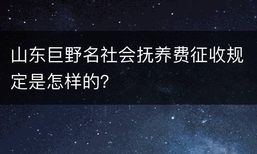 山东巨野名社会抚养费征收规定是怎样的？