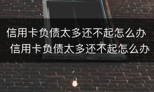 信用卡负债太多还不起怎么办 信用卡负债太多还不起怎么办理