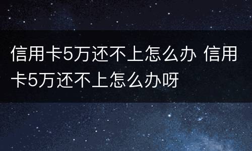 信用卡5万还不上怎么办 信用卡5万还不上怎么办呀