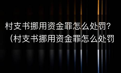 村支书挪用资金罪怎么处罚？（村支书挪用资金罪怎么处罚他）