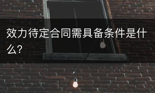 效力待定合同需具备条件是什么？