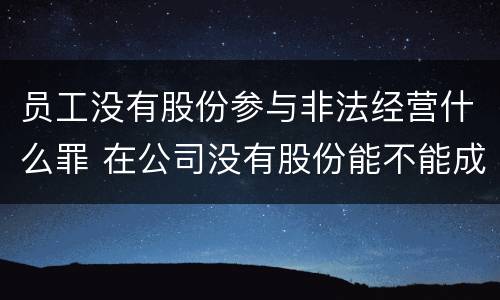 员工没有股份参与非法经营什么罪 在公司没有股份能不能成为法人