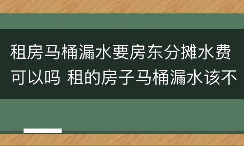 租房马桶漏水要房东分摊水费可以吗 租的房子马桶漏水该不该给房东