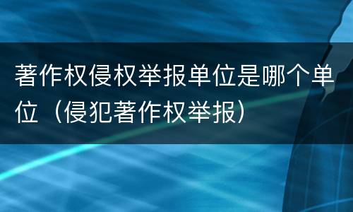 著作权侵权举报单位是哪个单位（侵犯著作权举报）