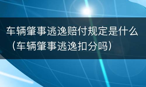 车辆肇事逃逸赔付规定是什么（车辆肇事逃逸扣分吗）