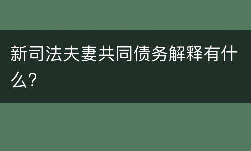 新司法夫妻共同债务解释有什么?