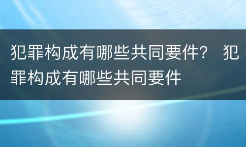 犯罪构成有哪些共同要件？ 犯罪构成有哪些共同要件