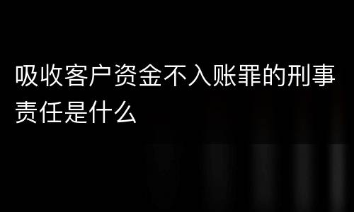 吸收客户资金不入账罪的刑事责任是什么