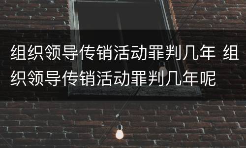 组织领导传销活动罪判几年 组织领导传销活动罪判几年呢