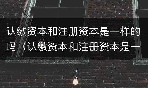 认缴资本和注册资本是一样的吗（认缴资本和注册资本是一样的吗为什么）