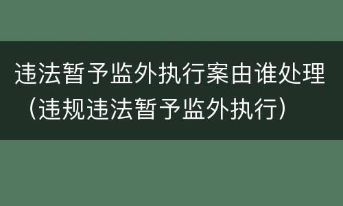 违法暂予监外执行案由谁处理（违规违法暂予监外执行）