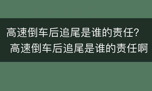 高速倒车后追尾是谁的责任？ 高速倒车后追尾是谁的责任啊