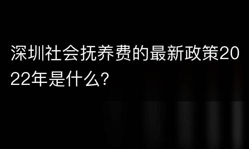 深圳社会抚养费的最新政策2022年是什么？