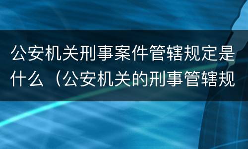 公安机关刑事案件管辖规定是什么（公安机关的刑事管辖规定）