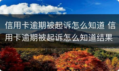 信用卡逾期被起诉怎么知道 信用卡逾期被起诉怎么知道结果