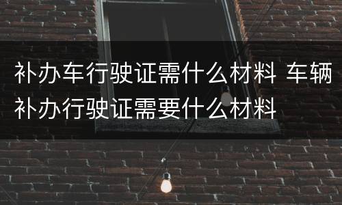 补办车行驶证需什么材料 车辆补办行驶证需要什么材料