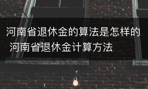 河南省退休金的算法是怎样的 河南省退休金计算方法