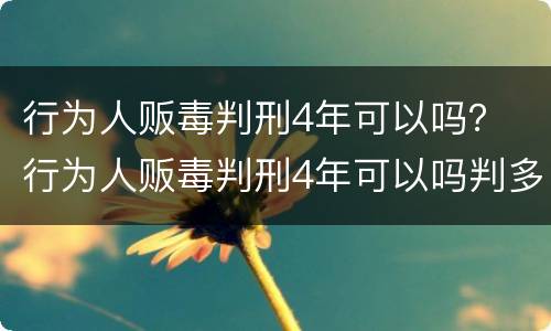 行为人贩毒判刑4年可以吗？ 行为人贩毒判刑4年可以吗判多少年